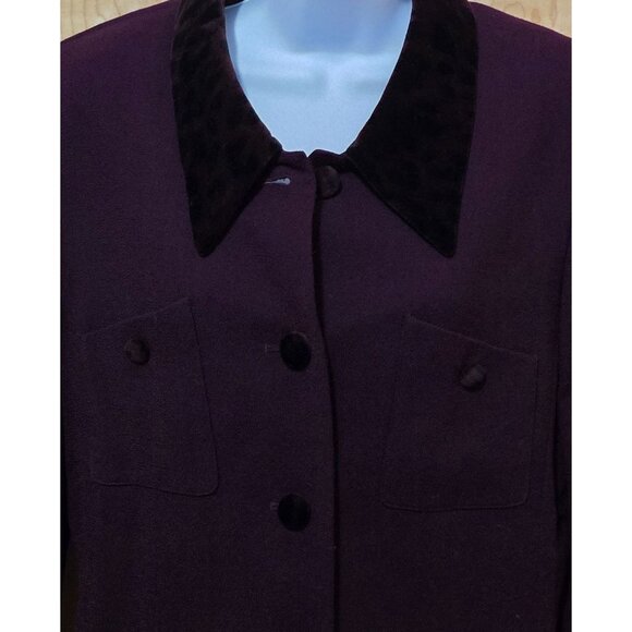 Vintage Kasper A.S.L. Wool Blazer Velvet Collar & Cuffs Burgundy mob wife classi - Picture 3 of 10